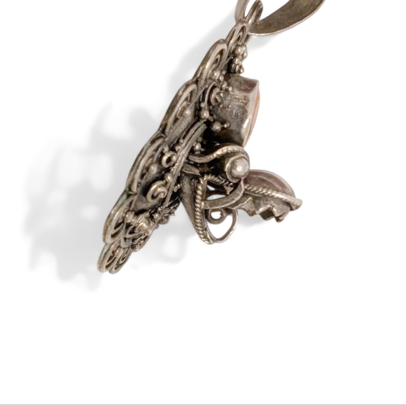 CITRINE Silver Pendant Necklace Leather Long Black Cord - Picture 6 of 12